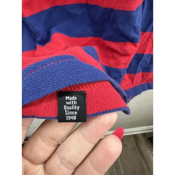 Puma Mens Polo Shirt Size XL Blue Red Striped Short Sleeve Collared - Picture 10 of 14